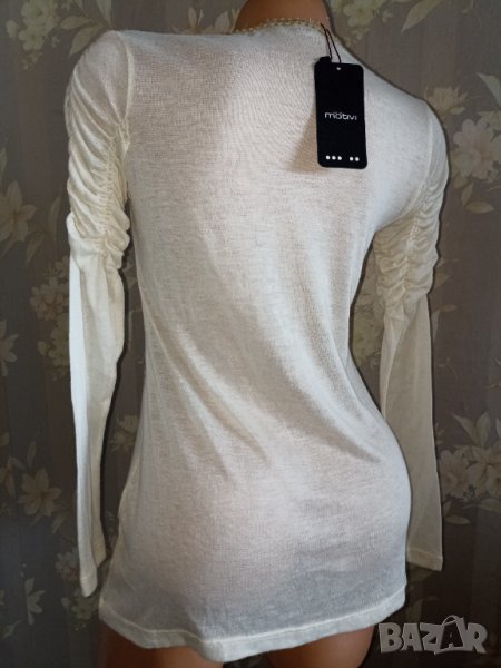 Motivi S, M-Нова с етикет дамска фина блуза с щампа и набран ръкав , снимка 1