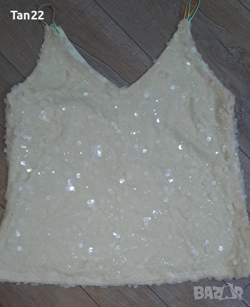 Дамски лъскав потник с пайети, снимка 1