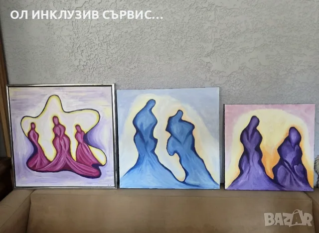 Авторски картини ТРИПТИХ – Модерна абстракция (3 броя, маслени/акрилни бои) РАЗПРОДАЖБА