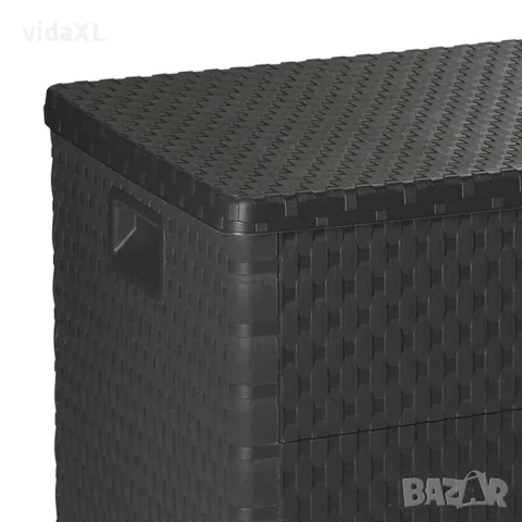 vidaXL Градински сандък за съхранение антрацит 120x56x63 см PP ратан, снимка 6 - Ракли - 56147654