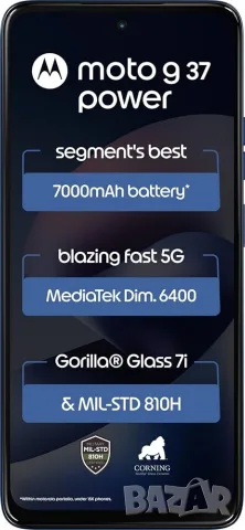 Motorola Moto G37 Power 5G 128GB + 4GB RAM 7000mAh батерия нов запечатен , снимка 2 - Motorola - 56001789