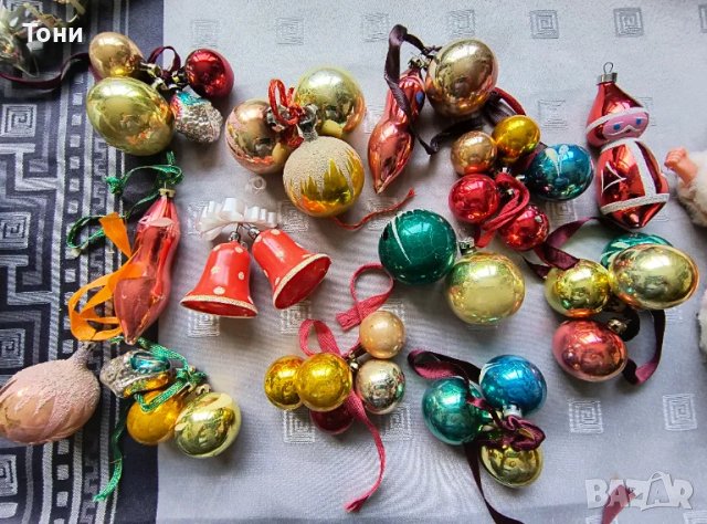 Винтидж стъклени коледни играчки + дядо Мраз , снимка 3 - Колекции - 50178592