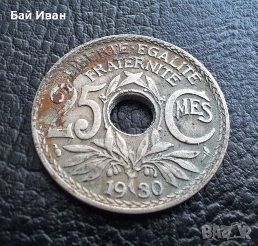 Стара монета 25 сантима 1930 г. Франция- топ !, снимка 4 - Нумизматика и бонистика - 42219582