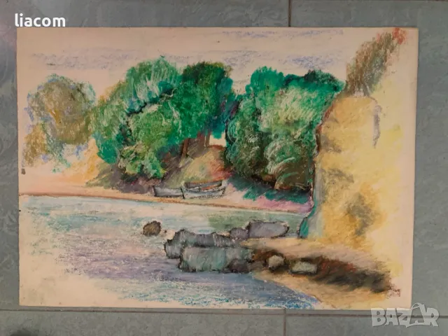 Ганчо Чолаков (1922-1999) пастел - пейзаж, снимка 1