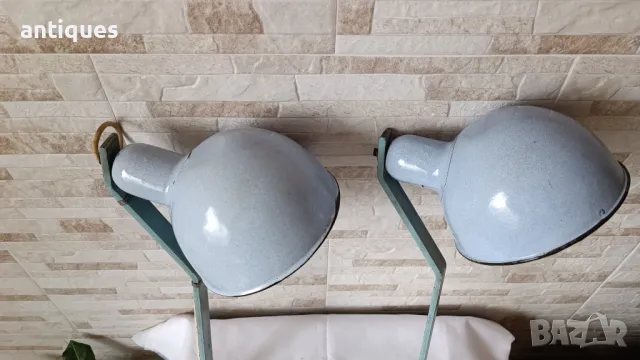 Комплект стари емайлирани лампи за стена или таван - №9.1 - Антика, снимка 4 - Антикварни и старинни предмети - 49722951