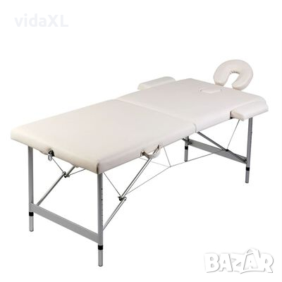 vidaXL Кремавобяла сгъваема масажна кушетка 2 зони с алуминиева рамка（SKU:110085, снимка 1