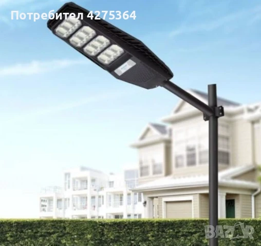 Соларна лампа с дистанционно управление – 100W/200W/300W, студено бяла светлина 6400K , снимка 2 - Соларни лампи - 50643740