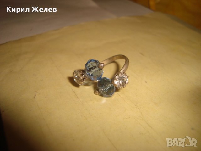 ПОСРЕБРЕН ВИНТИДЖ АРТ ДЕКО СТИЛ ПРЪСТЕН с ФАСЕТИРАНИ КРИСТАЛИ 27604