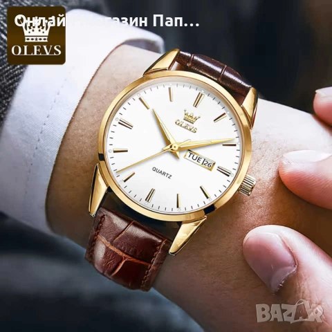 Мъжки класически часовник OLEVS 6898 с календар, снимка 6 - Мъжки - 52386978