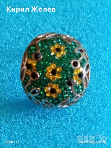 Ретро сребърен пръстен с флорален абстрактен дизайн с СМАРАГДИ, ЦИТРИН, ТУРМАЛИН Арт бижу 51817