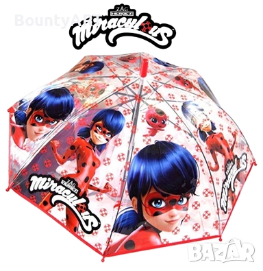 Чадър Калинката /Miraculous Ladybug , снимка 2 - Чадъри - 51521748