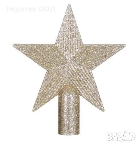Връх за коледна елха, звезда, шампанско, 15 см