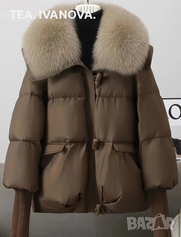 Дамско зимно кафяво яке , снимка 4 - Якета - 53003900