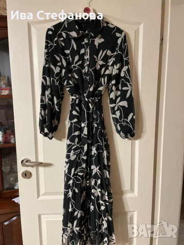 елегантна рокля риза плисе плисирана дълга романтична рокля нежни градински цветя флорален десен