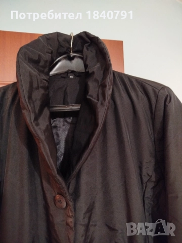 Дълго черно яке – кройка палто с шал яка, XL, снимка 2 - Якета - 51888073