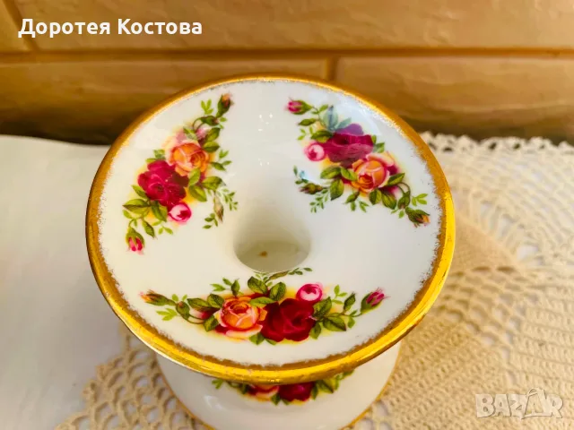 ROYAL ALBERT Красив свещник от костен порцелан от Англия , снимка 2 - Антикварни и старинни предмети - 55894331