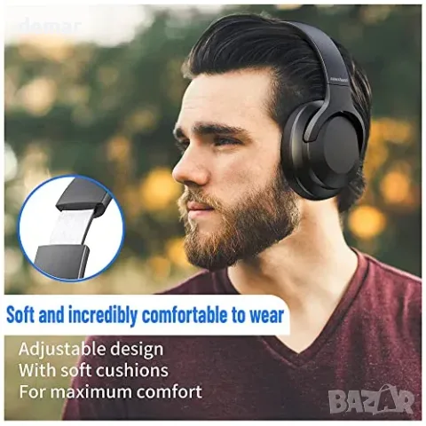Безжични Bluetooth слушалки с ANC, до 100ч батерия, over-ear, снимка 5 - Bluetooth слушалки - 55933445