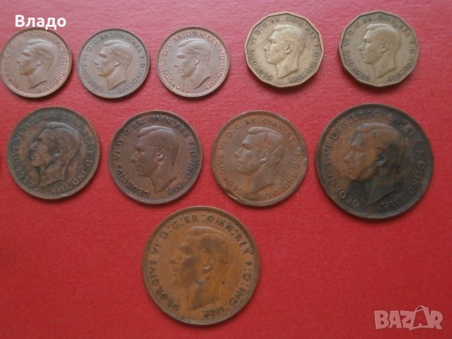 Лот стари не повтарящи се монети Великобритания Джордж VI, снимка 9 - Нумизматика и бонистика - 42373921