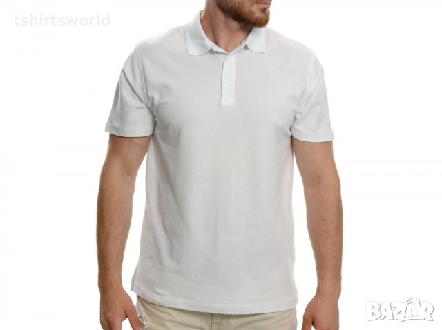 Нова бяла мъжка блуза (тениска) тип Lacoste, с яка, снимка 6 - Блузи - 37662527