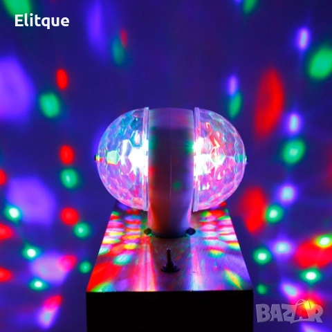 Диско LED лампа, въртяща се крушка - автоматично въртене с кристални топки, снимка 13 - Други - 52744907