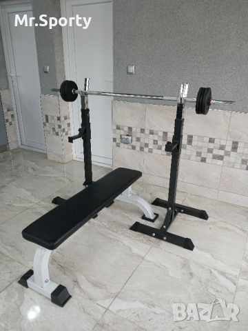 Лежанка с лост и тежести, снимка 2 - Фитнес уреди - 52185105