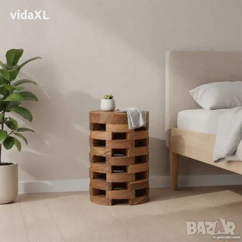 vidaXL Нощно шкафче, 30x30x45 cм, тиково дърво масив(SKU: 288808), снимка 2 - Шкафове - 56110175
