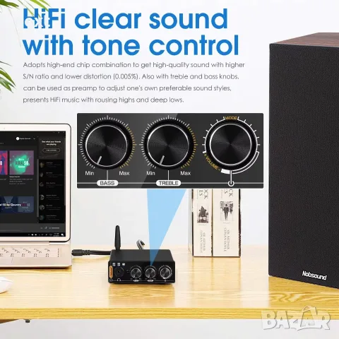 Nobsound Q4 Mini Bluetooth 5.0 DAC / USB, Optical, Coaxial / 24bit 192kHz + Гаранция 24м., снимка 6 - Други - 55746153
