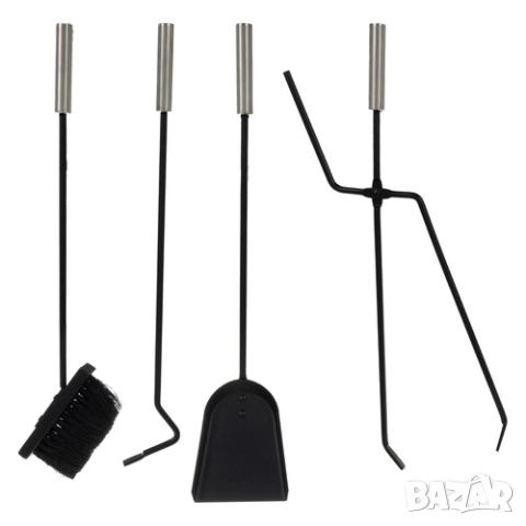 Комплект луксозни аксесоари за камина и печка на дърва-5в1 със стойка, снимка 3 - Камини - 51817415