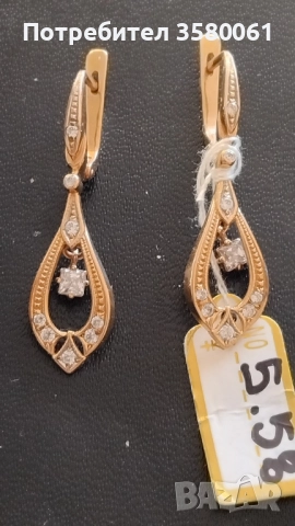 Руски златни обеци "Каплици", снимка 3 - Обеци - 52864485