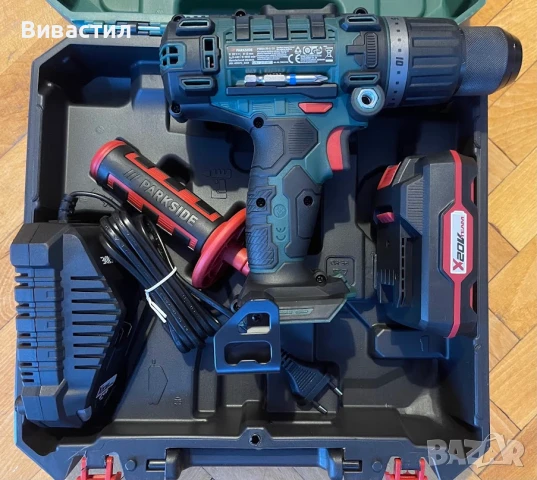 Parkside Акумулаторен ударен винтоверт с две скорости може и в куфар с аксесоари и втора батерия, снимка 7 - Винтоверти - 50646426
