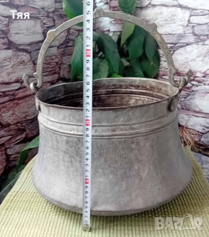 Меден/бакърен котел 14 л, снимка 2 - Антикварни и старинни предмети - 52247621
