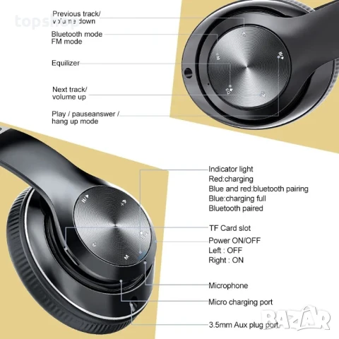 Нови безжични слушалки с микрофон 9S + TF карта, PC, Gaming, Bluetooth, Super Bass, Черни, снимка 4 - Bluetooth слушалки - 50511262