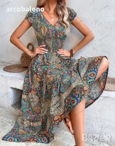 Нова лятна модна бохемска рокля с висока талия, 4цвята , снимка 6 - Рокли - 40867676