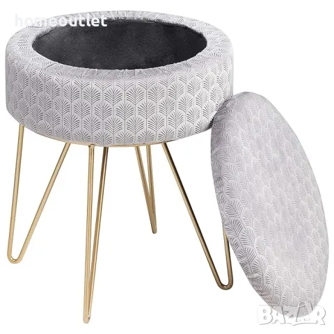 Елегантна табуретка с място за съхранение OTTOMAN O201905G, снимка 2 - Дивани и мека мебел - 47590108