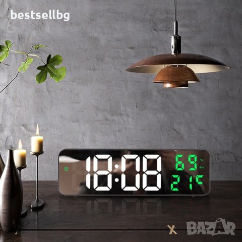 Постоянно светещ електронен настолен часовник на ток с голям дисплей, снимка 10 - Други - 42191011