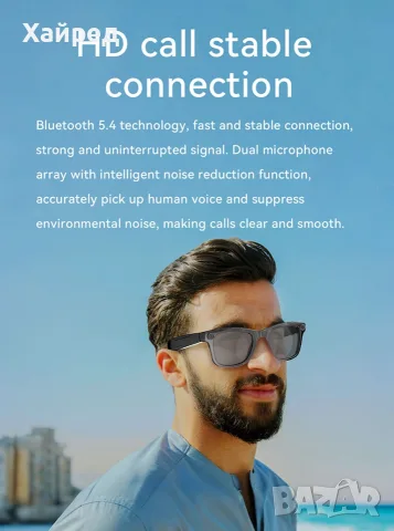 Нови AG18 AI смарт очила с Full HD камера, Bluetooth 5.4, AI превод и гласов асистент, Черни, снимка 12 - Камери - 55994759
