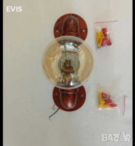 Винтидж индустриален аплик от тръби - месинг, снимка 3 - Лампи за стена - 50737211