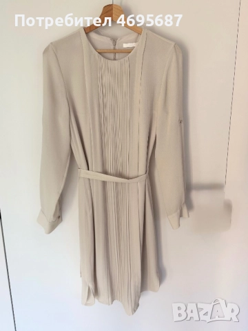 Елегантна рокля Hugo Boss, светъл екрю, размер S–M