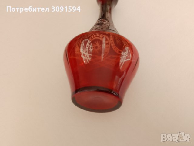 Кристална гарафа,Ваза цветен червен кристал, снимка 8 - Антикварни и старинни предмети - 42251736