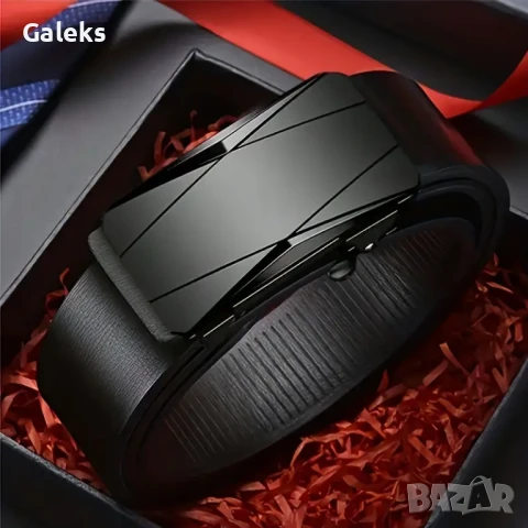 Мъжки, Официални/Дизайнерски черни автоматични кожени колани с модерен дизайн!