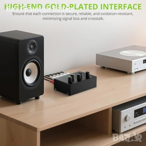 Нов Компактен 4-канален RCA миксер с усилване и контрол на звука за DJ и домашно кино, снимка 6 - Други - 54103702