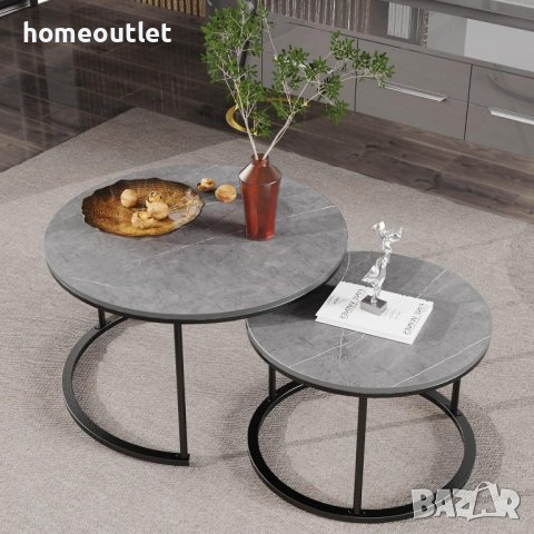 Масичка за кафе от две части с плот имитиращ мрамор JJ-XZ199, снимка 5 - Маси - 44709464