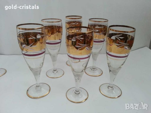 антикварни чаши с позлата  гравирани, снимка 7 - Антикварни и старинни предмети - 31628526