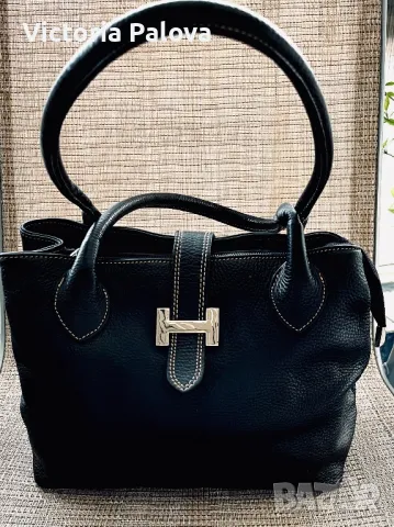 Модерна италианска кожена чанта с две дръжки