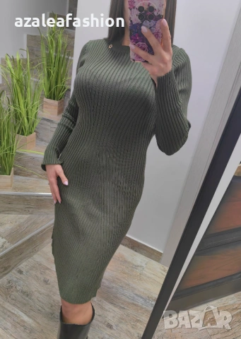 Дамска рокля плетиво в кафяв, снимка 4 - Рокли - 53220603