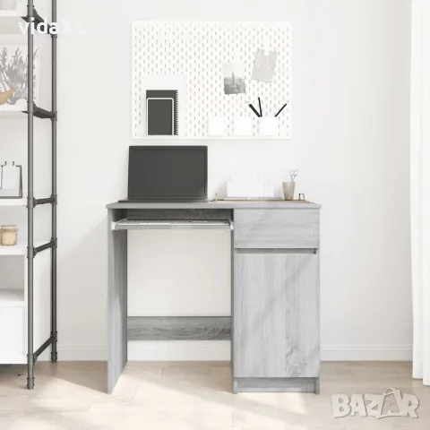 vidaXL Бюро, сив сонома, 86x49x76 см, инженерно дърво, снимка 3 - Бюра - 56148378