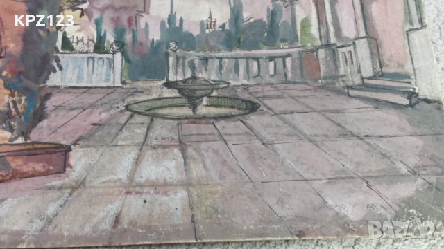 КАРТИНА ГРАДСКИ ПЕЙЗАЖ БАЛЧИК 76 г. акварел / М. АБАЗОВА, снимка 5 - Картини - 29088515