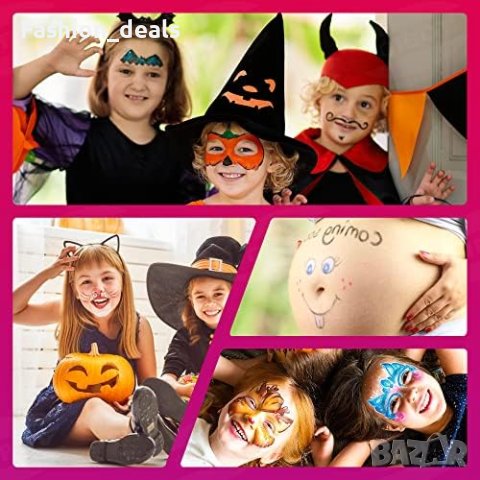 Нов Комплект 16 Цвята Грим за Лице + Флагове Футбол Карнавал Парти Деца Възрастни, снимка 3 - Други - 42697150