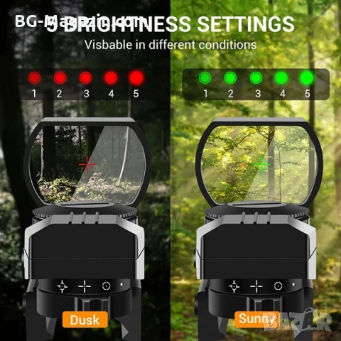 Тактически бързомер с лазер двуцветен мерник за пушка пистолет еърсофт лов, снимка 2 - Оборудване и аксесоари за оръжия - 51051813