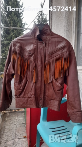 Дамско кожено яке с ресни, естествена кожа. М - L, снимка 7 - Якета - 51456496